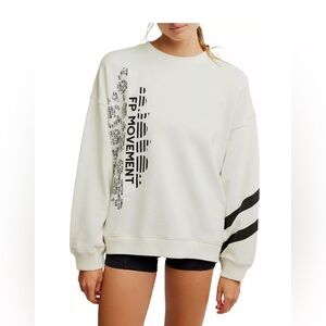 Free People Movement Women's All Star Logo Pullover-Ivory/black size M-NWT